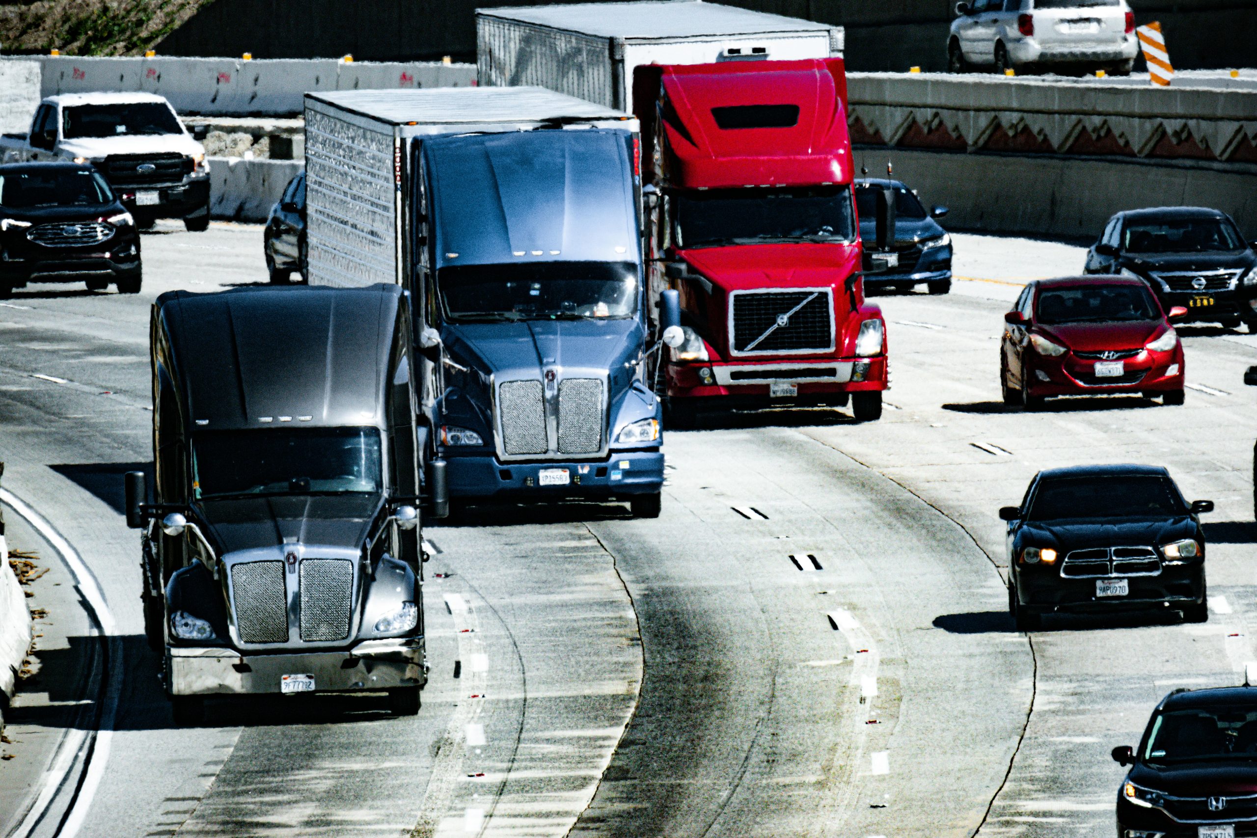 trucks and car