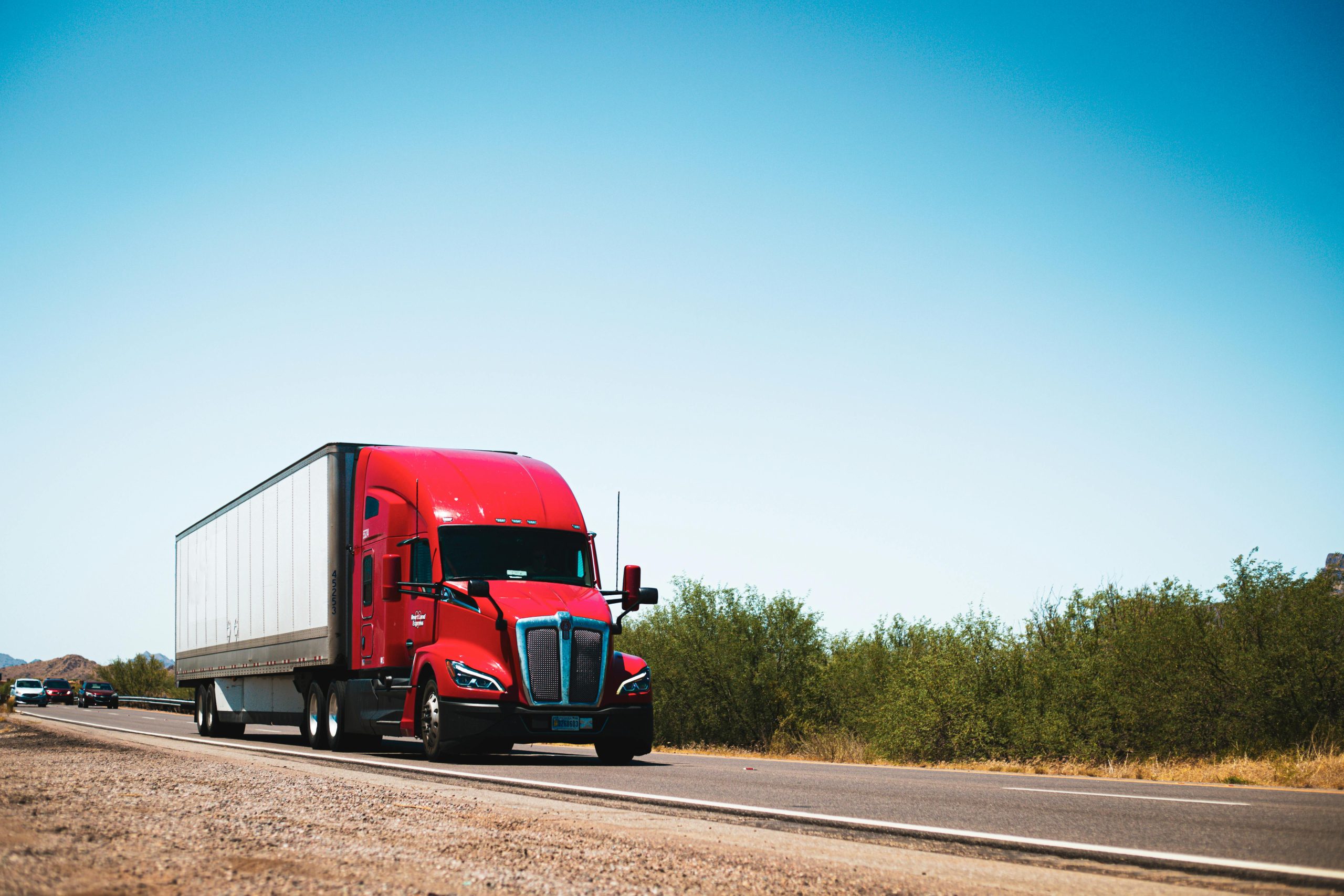 red and white truck